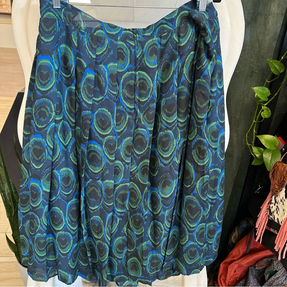 ModCloth peacock print pleated skirt - Picture 4 of 9
